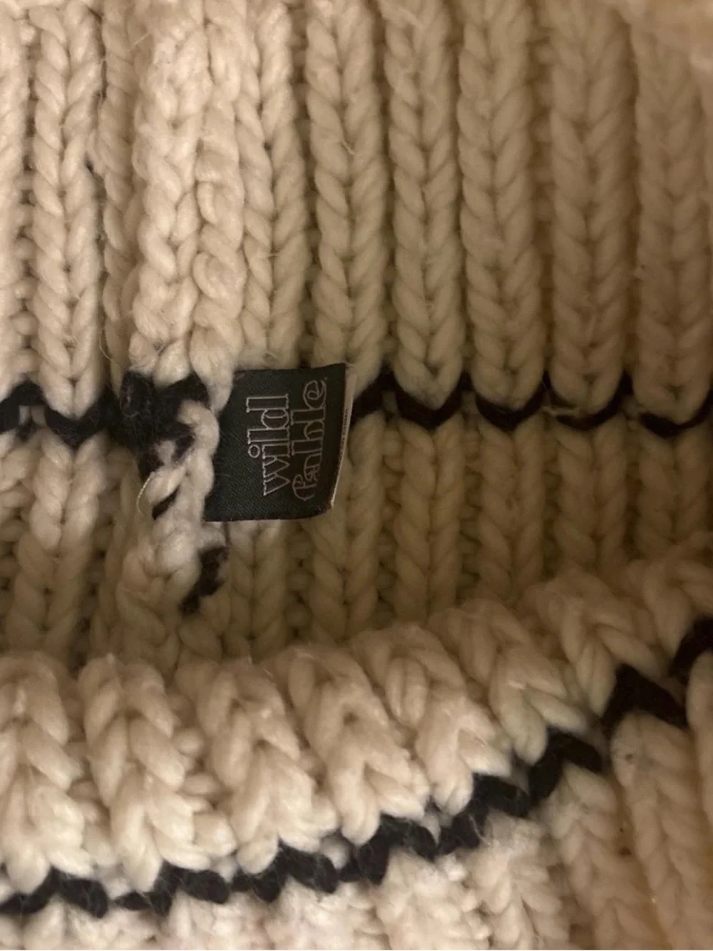 wild fable Cream Knit Ribbed Neck Warmer with Black Trim